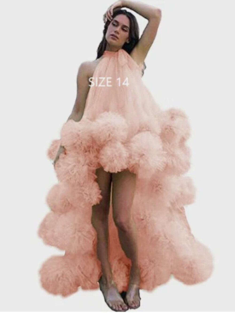 Women's Halter Prom Dress Ball Gowns Puffy Tulle High Low Formal Evening Party G
